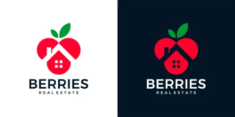 Fotobehang Berries logo design template with house building graphic design vector. icon, symbol, creative. © Crelaba_Std