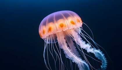 A Jellyfish With Tentacles That Glow In The Ocean Upscaled 12