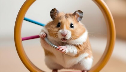 A Playful Hamster Spinning On Its Exercise Wheel Upscaled 3