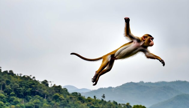 A Monkey Leaping Through The Air Upscaled
