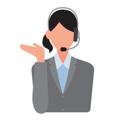 シンプルな案内する女性オペレーターのイラスト