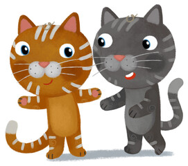 cartoon scene with young cat kid having fun playing doing something illustration for children