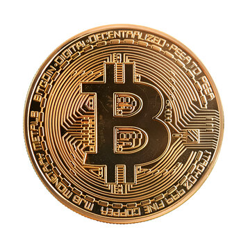 Cryptocurrency and the Golden Bitcoin Coin, Isolated on Transparent Background, PNG