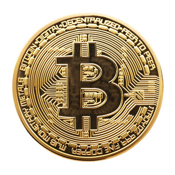 The Golden Coin Known as Bitcoin in Cryptocurrency, Isolated on Transparent Background, PNG