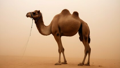 A Camel Standing Stoically In The Face Of A Sandst Upscaled 3