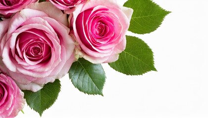 pink rose flowers in a corner floral arrangement isolated on white or transparent background