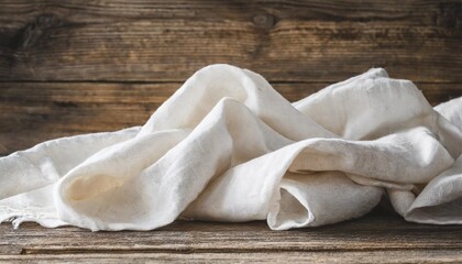 natural crumpled white linen textile