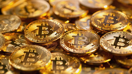 Bitcoin as shiny valuable golden coin