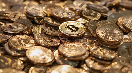 Bitcoin as shiny valuable golden coin