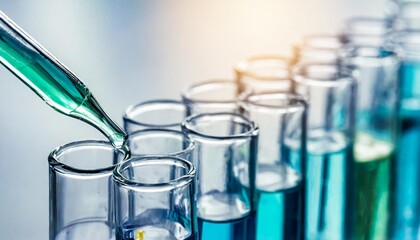 laboratory glassware with dropper into test tube close up macro photography science background laboratory equipment glassware concept of medical or science laboratory