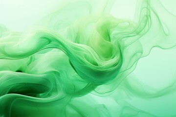 Abstract green smoke on white background. Close up. Copy space.