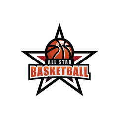 All star for basketball emblem logo design