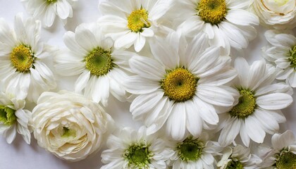 Obraz premium a close up of white flowers on a white background with lots of petals in the middle of the petals and the middle of the petals in the middle of the petals