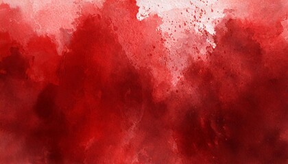 red watercolor ombre leaks and splashes texture on white watercolor paper background with scratches and old red scratched wall grungy background or texture scary red wall for background - obrazy, fototapety, plakaty