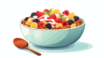 Breakfast cereal in bowl. Image of healthy food. fl - obrazy, fototapety, plakaty