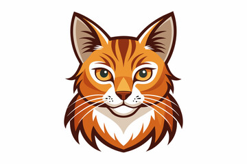 Logo with cat image brown color realistic vector art illustration