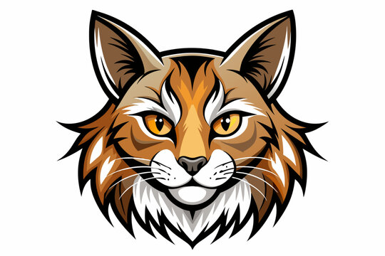 Logo with cat image brown color realistic vector art illustration