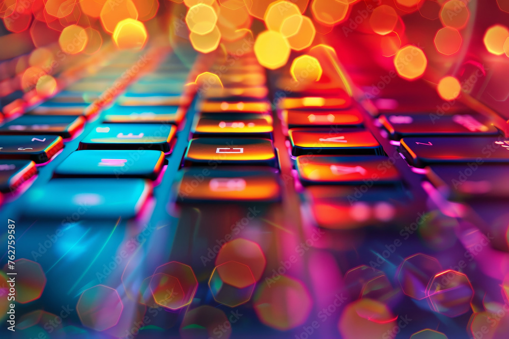 Poster an abstract background featuring a close-up of a computer keyboard