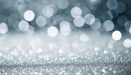 white silver glitter and grey lights bokeh with stars abstract background holiday