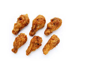 Fried chicken on white background.