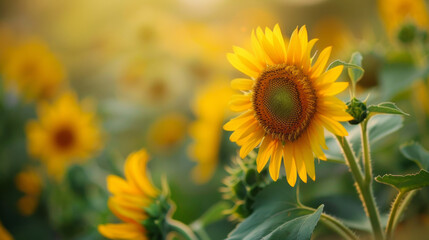 Fototapeta premium Golden Sunflowers.
