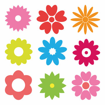 Set of colorful flowers. Vector illustration
