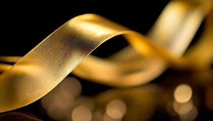 a blurry gold ribbon on a black background