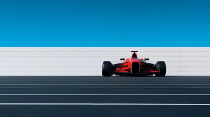 Wandaufkleber Red F1 racing car parked on race track  © Lee