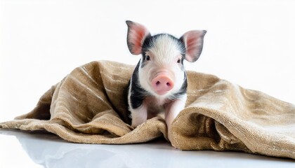 cute baby piglet isolated on a white background as farm animal