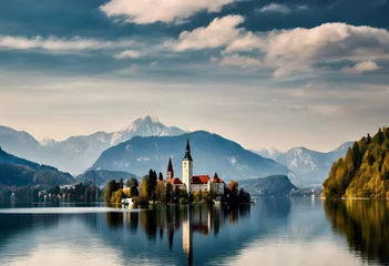 Meubelstickers A view of Lake Bled in Slovenia © Simon Edge