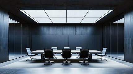 Modern Office Meeting Room with Elegant Furniture, Reflecting Professionalism and Sophistication in...