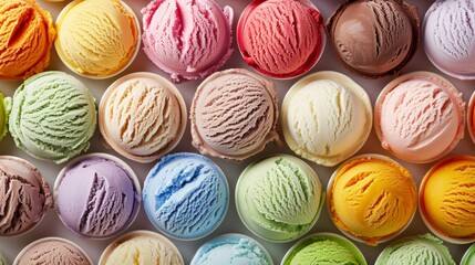 Assorted Colored Ice Creams Background - obrazy, fototapety, plakaty
