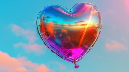 Heart Shaped Balloon Floating in the Air - obrazy, fototapety, plakaty
