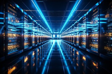 High-Tech Server Room Corridor
