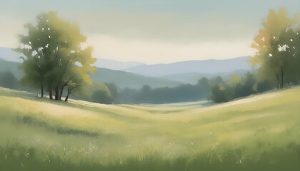 A Landscape Painting Of A Peaceful Meadow Capturi Upscaled 4