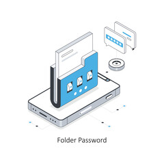 Folder Password isometric stock illustration. EPS File stock illustration.