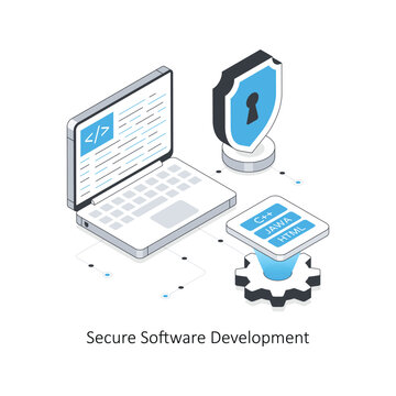 Secure Software Development  isometric stock illustration. EPS File stock illustration.