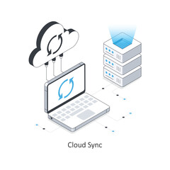 Cloud Sync isometric stock illustration. EPS File stock illustration.