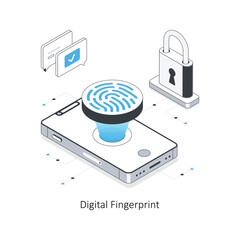 Digital Fingerprint isometric stock illustration. EPS File stock illustration.