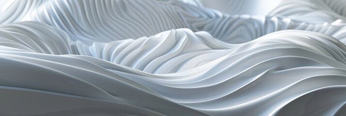 Obraz premium white abstract landscape with wave lines, generative AI