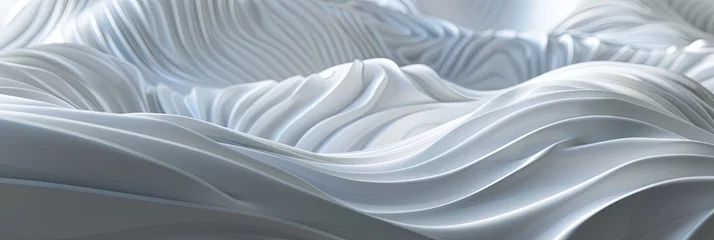Küchenrückwand glas motiv white abstract landscape with wave lines, generative AI © VALUEINVESTOR