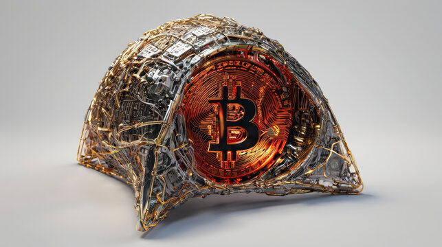 Bitcoin Wrapped in Tin Foil - Powered by Adobe
