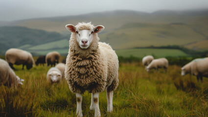 Fototapeta premium British countryside with sheep 
