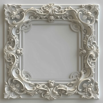 A beautiful smooth white frame with a classic design and intricate border
