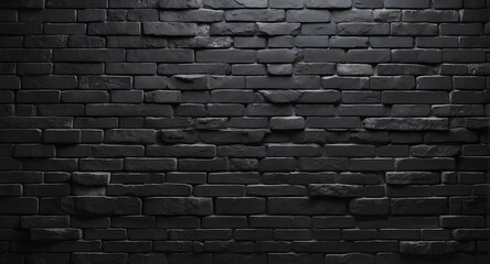 Stunning Depth and Texture: Black Brick Wall Against a Dark Background