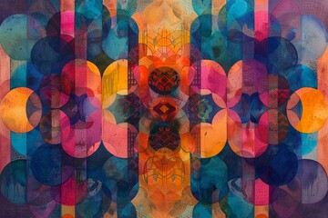 Futuristic Islamic watercolor art, where traditional patterns evolve into modern masterpieces with neon hues.