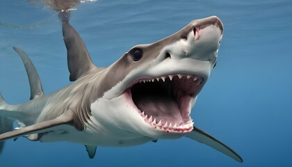 A Hammerhead Shark With Its Mouth Open Showing Its Upscaled 4 2