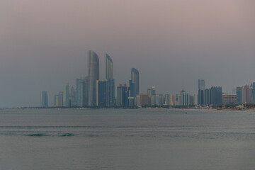 Evening view of Abu Dhabi skyline, United Arab Emirates. - 762776951