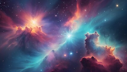 Obraz na płótnie Canvas A Cosmic Inspired Artwork Featuring Vibrant Nebula Upscaled 3