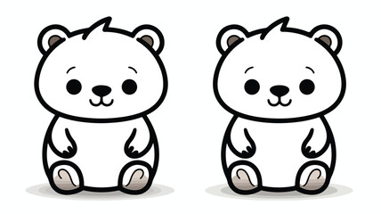 Obraz na płótnie Canvas Cute Bear Kawaii Bear black and white outline for c